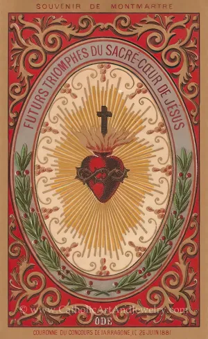 Future Triumphs of the Sacred Heart – based on a Vintage French Holy Card – Catholic Art Print