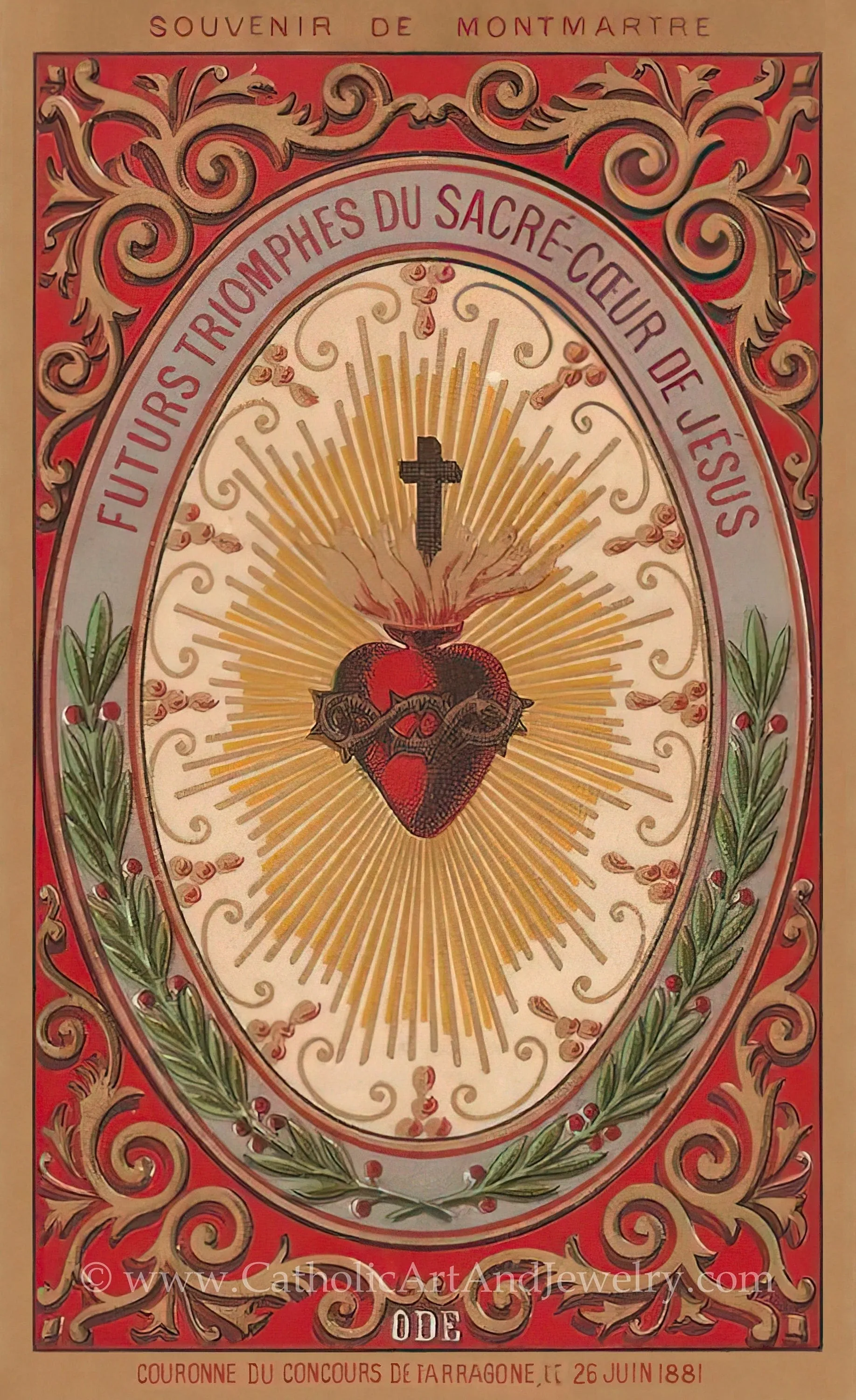 Future Triumphs of the Sacred Heart – based on a Vintage French Holy Card – Catholic Art Print