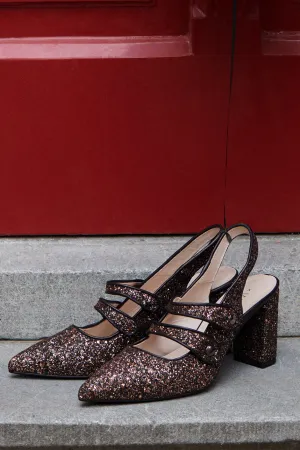 Genie Glitter Pointed Slingback - Gold/Black