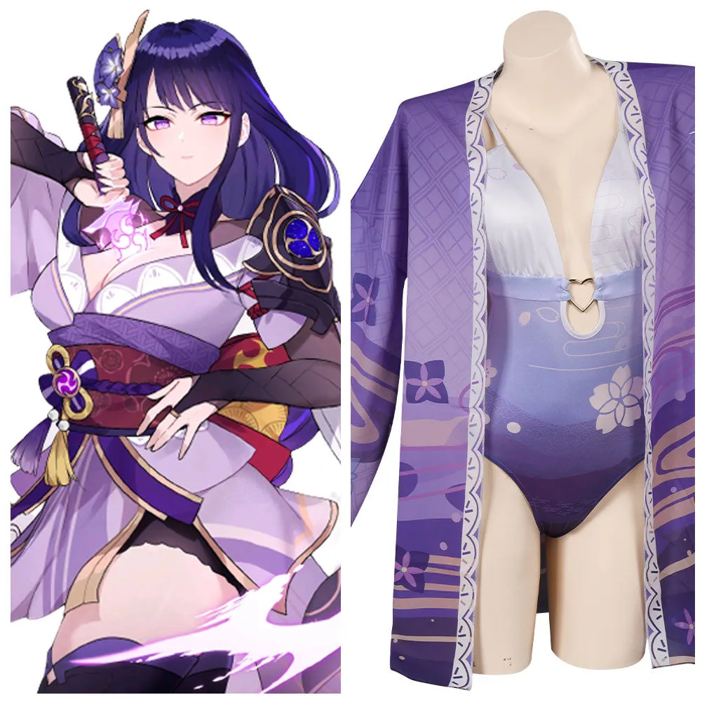 Genshin Impact Cosplay Costume Halloween Carnival Party Disguise Suit swimsuit Raiden Shogun