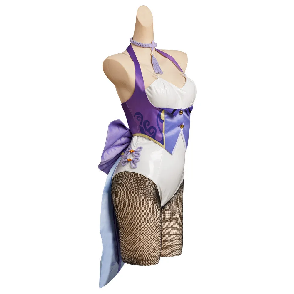 Genshin Impact Keqing Cosplay Costume Bunny Girls Jumpsuit Outfits Halloween Carnival Suit