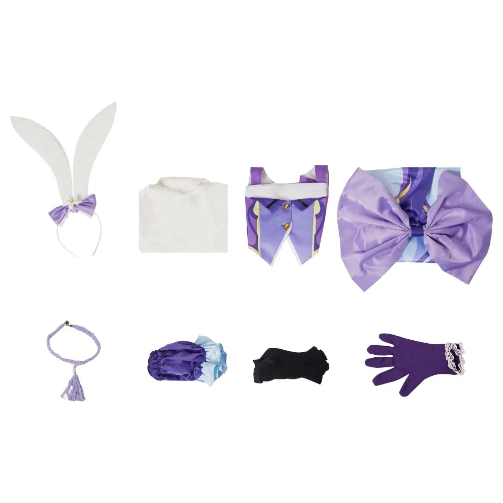Genshin Impact Keqing Cosplay Costume Bunny Girls Jumpsuit Outfits Halloween Carnival Suit