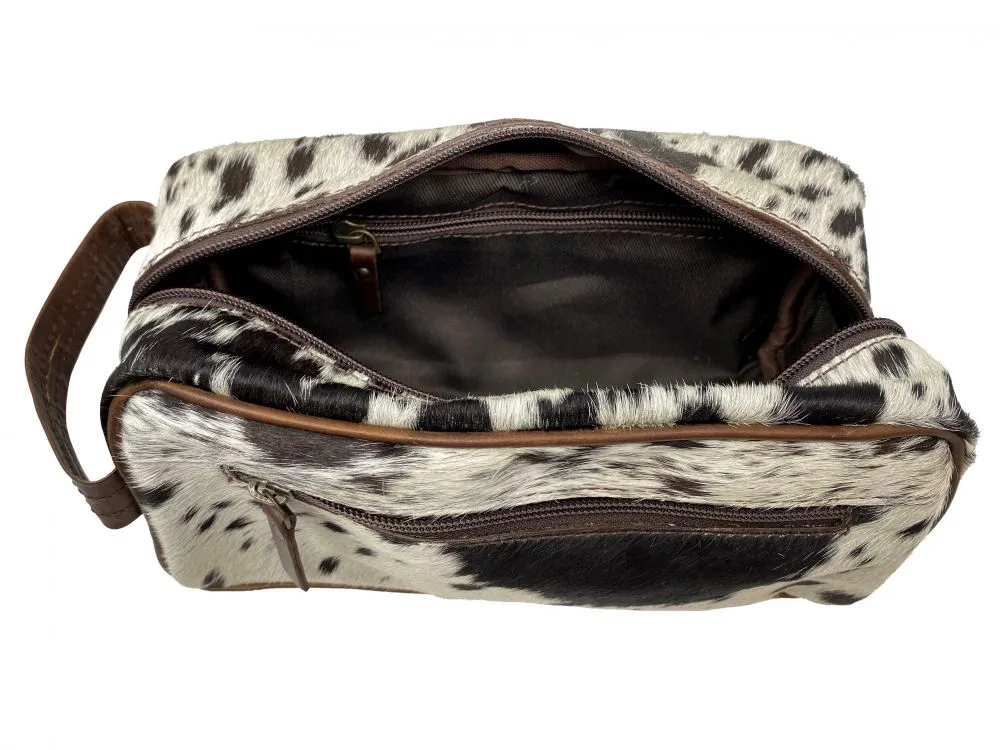 Genuine Hair on Cowhide Toiletry Dopp Kit Bag