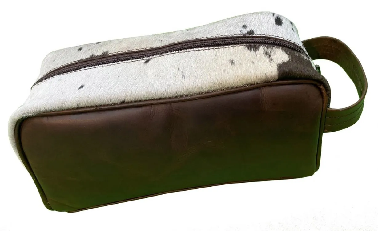 Genuine Hair on Cowhide Toiletry Dopp Kit Bag