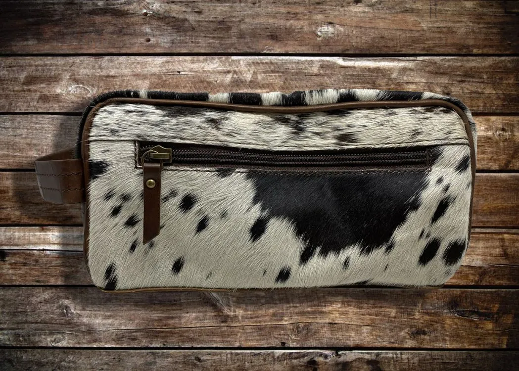 Genuine Hair on Cowhide Toiletry Dopp Kit Bag