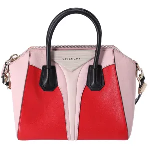 GIVENCHY Antigona Small Satchel Sugar Goatskin Tri-Color Red Pink Black