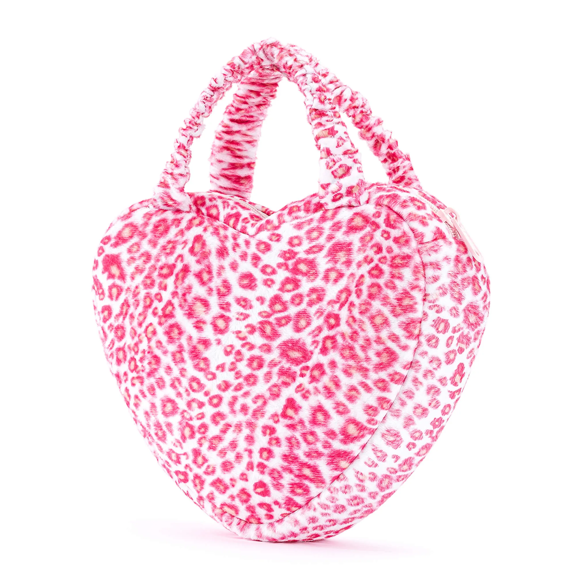 Gloveleya 6-inch Fashion Baby Girls Leopard Handbag Plush Shock Textile Purse Girls Purse Heart Shaped Rose