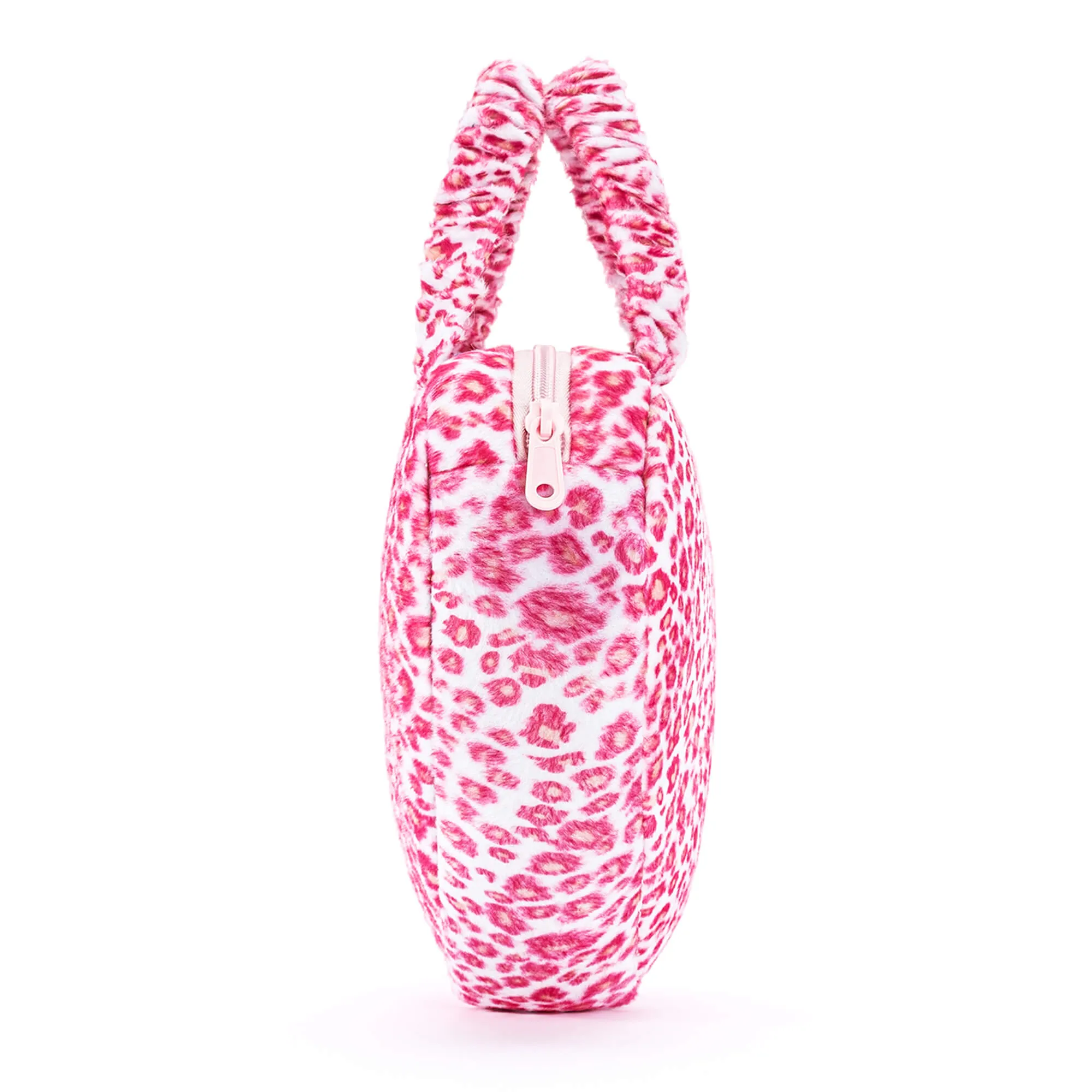 Gloveleya 6-inch Fashion Baby Girls Leopard Handbag Plush Shock Textile Purse Girls Purse Heart Shaped Rose