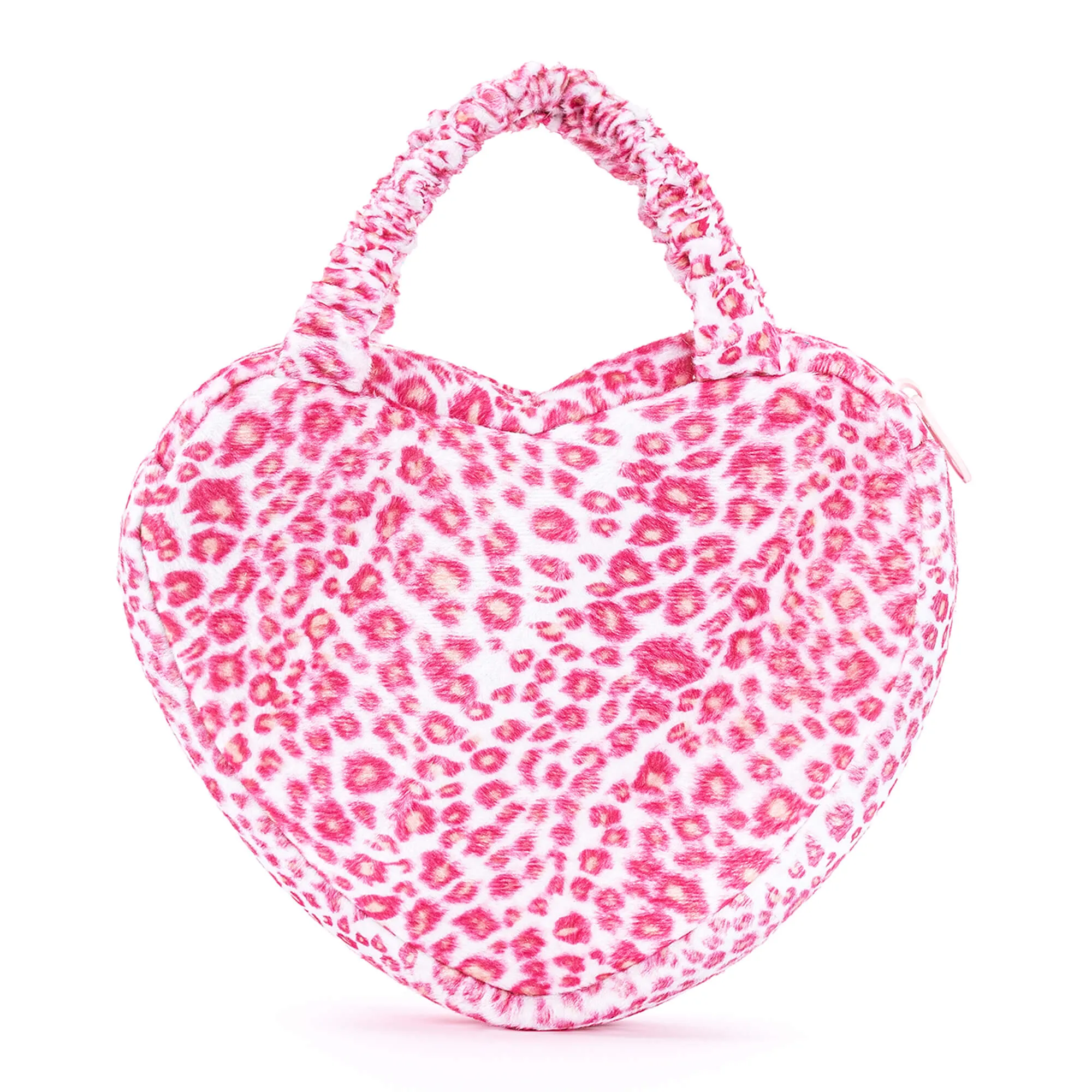 Gloveleya 6-inch Fashion Baby Girls Leopard Handbag Plush Shock Textile Purse Girls Purse Heart Shaped Rose