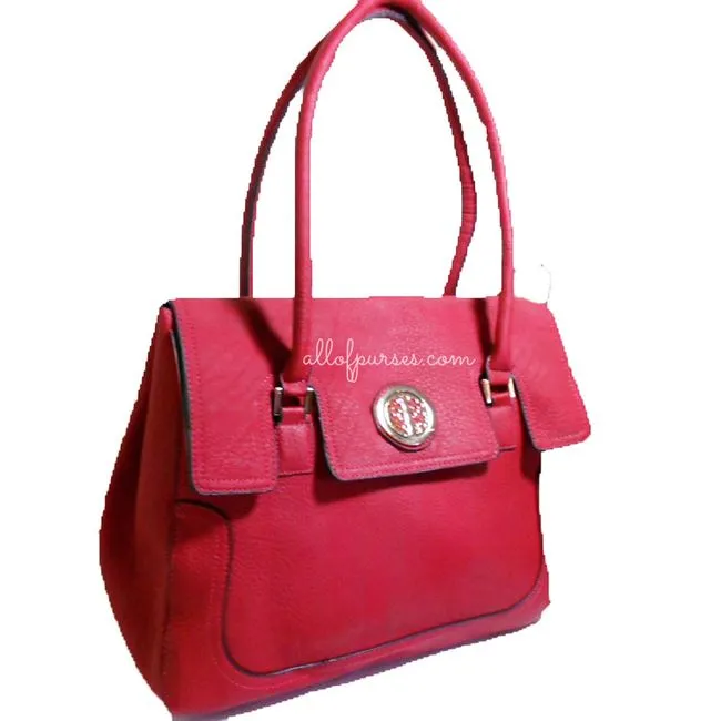 Golden flora Medallion satchel Bag Designer inspired Burgundy Red
