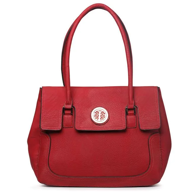 Golden flora Medallion satchel Bag Designer inspired Burgundy Red