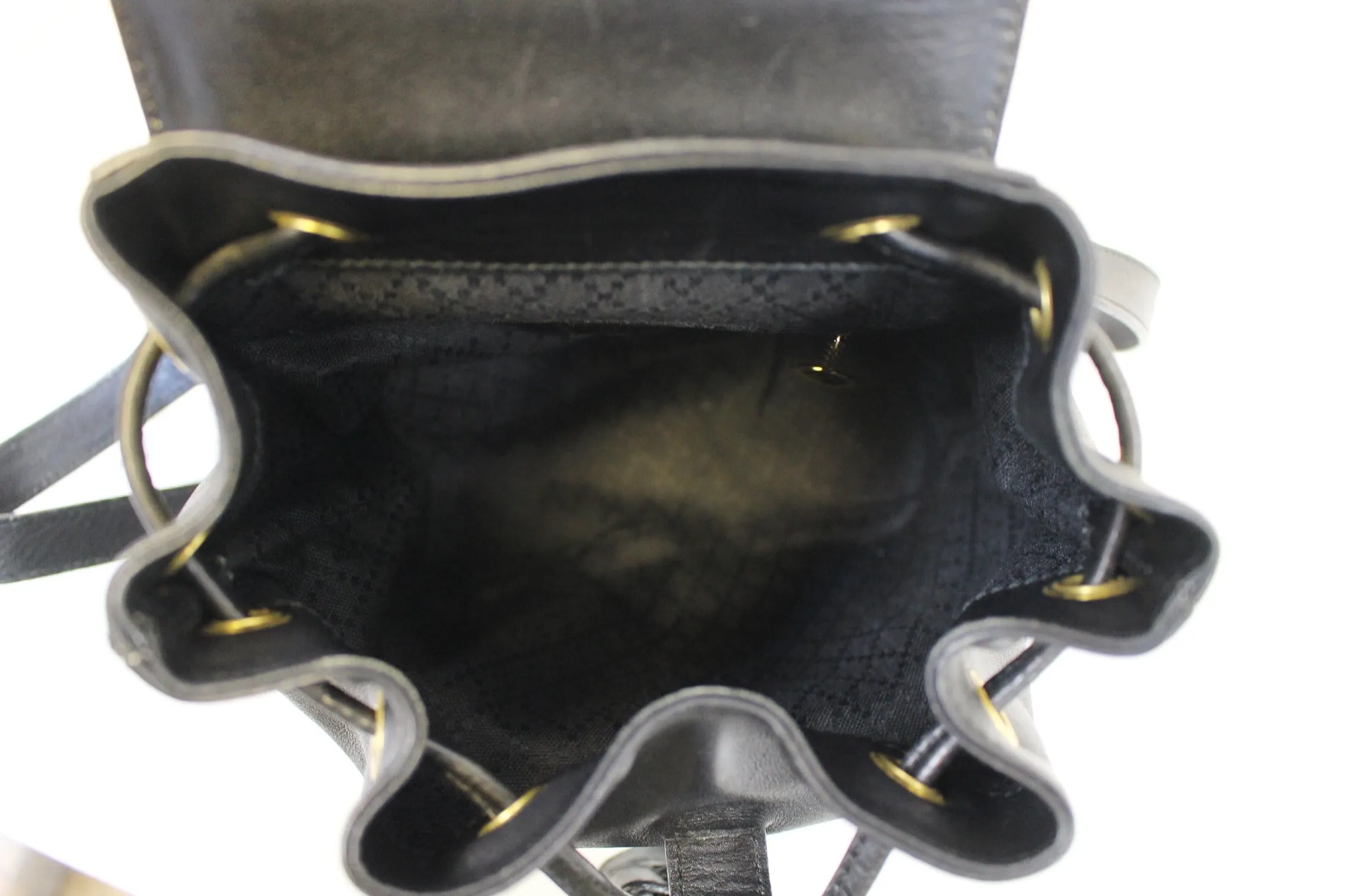 GUCCI Backpack Bamboo Black Leather Handbag