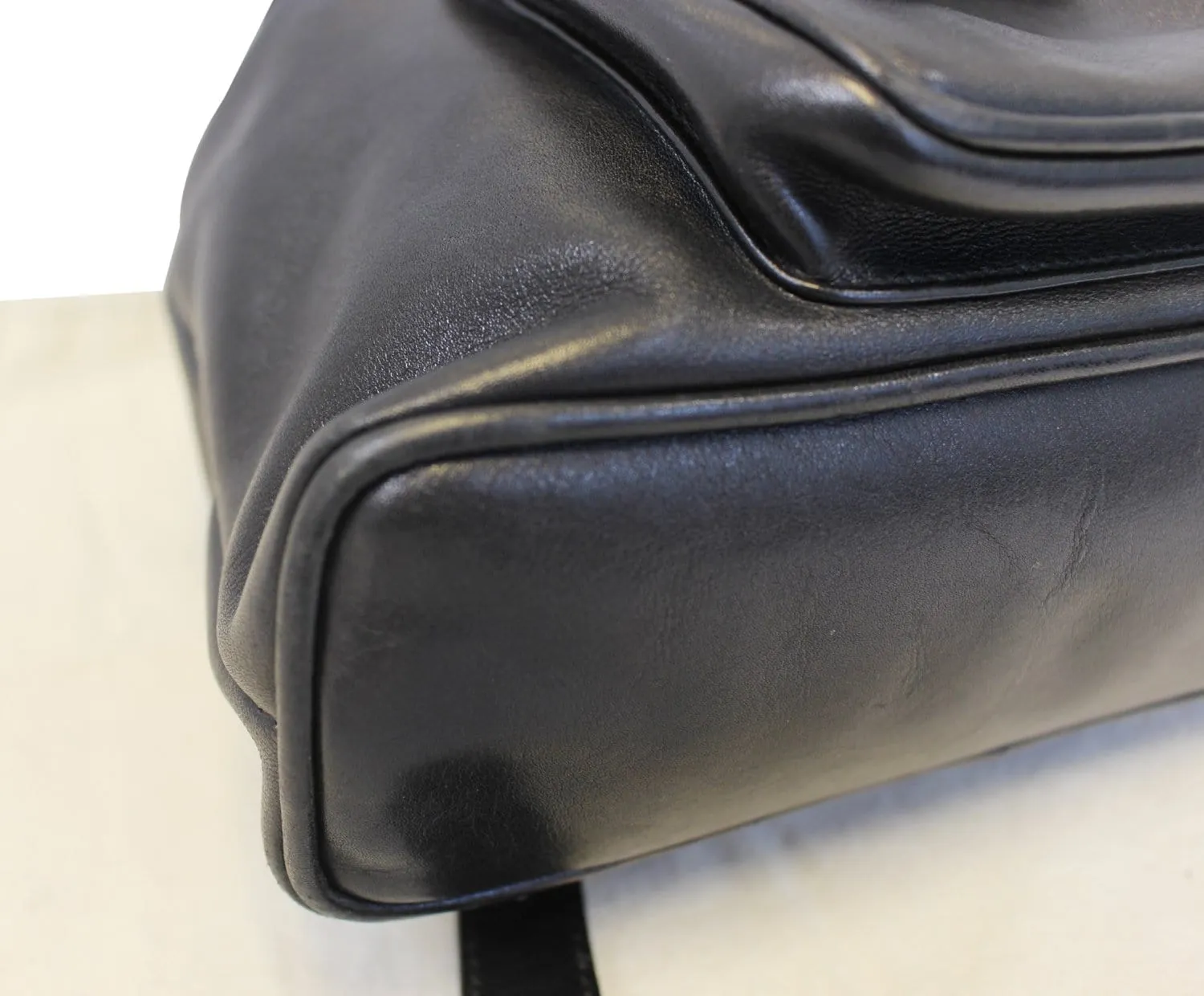 GUCCI Backpack Bamboo Black Leather Handbag