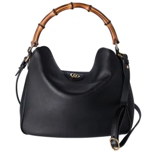 GUCCI Bamboo Diana Medium Handbag 746124 Black Leather