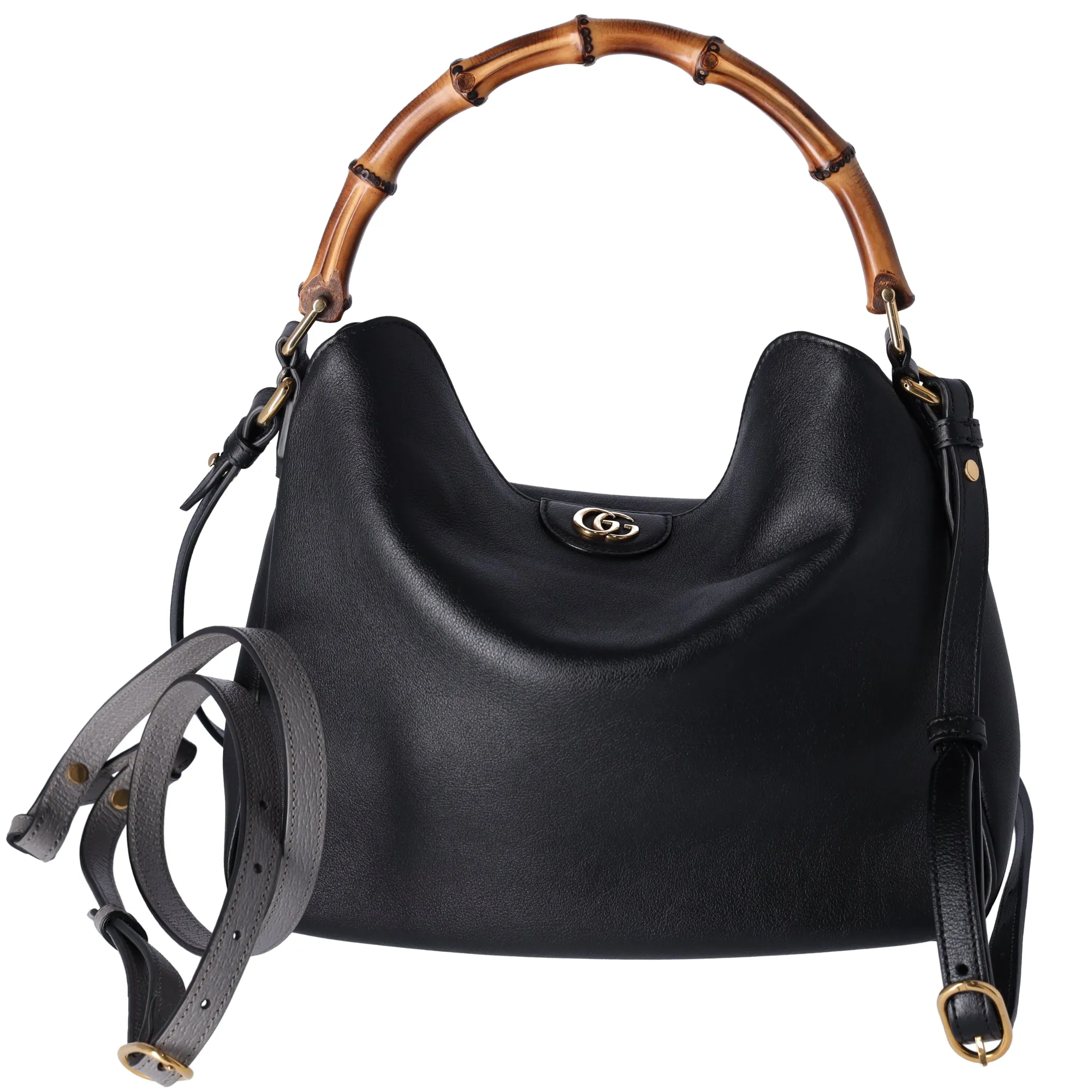 GUCCI Bamboo Diana Medium Handbag 746124 Black Leather