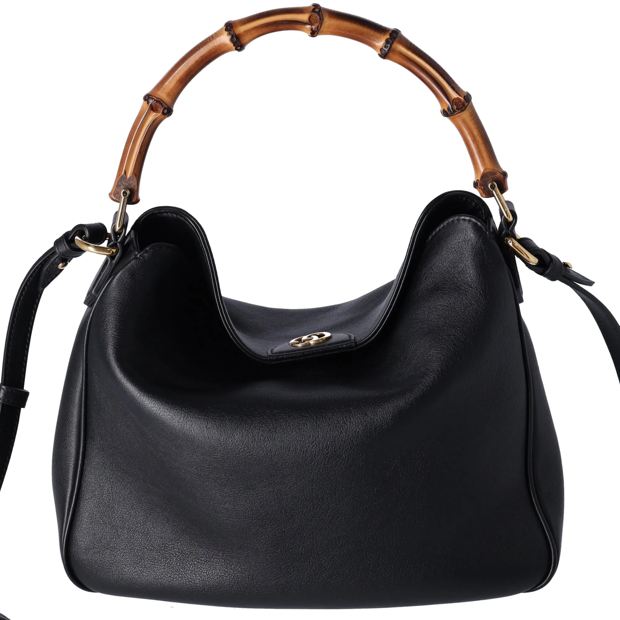 GUCCI Bamboo Diana Medium Handbag 746124 Black Leather