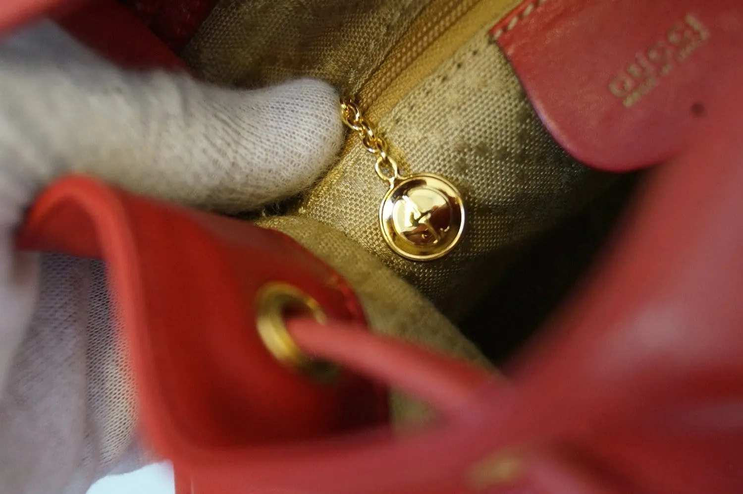 GUCCI Bamboo Leather Red Backpack Bag