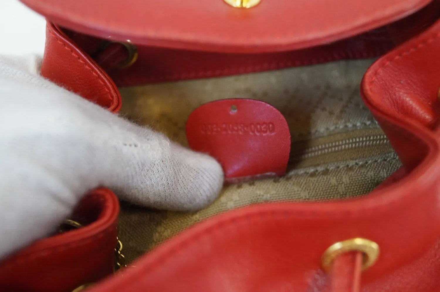 GUCCI Bamboo Leather Red Backpack Bag