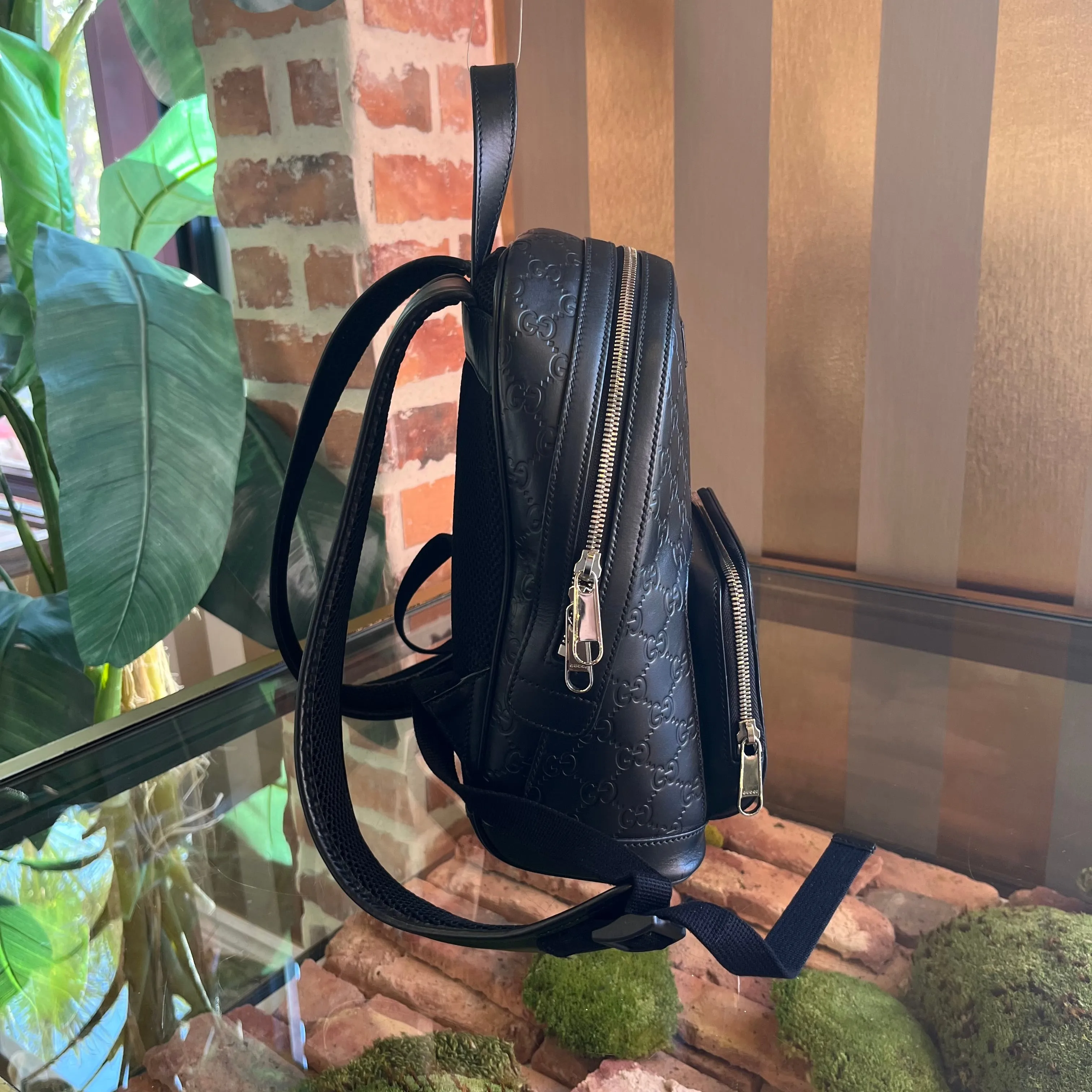 GUCCI Guccissima Signature Small Black Day Backpack