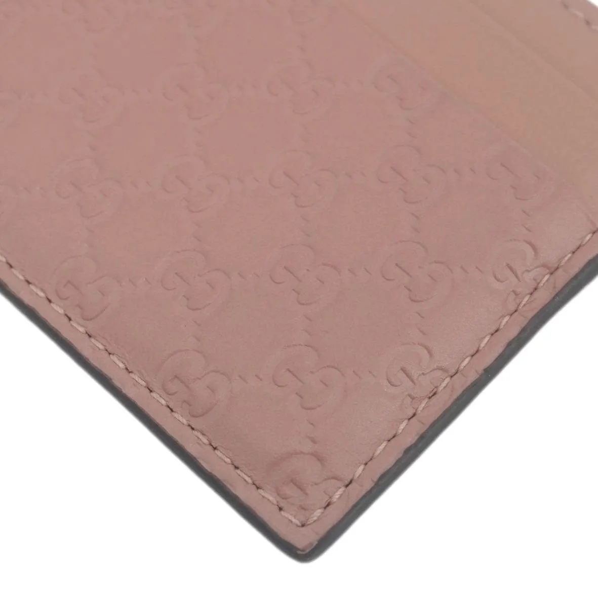 GUCCI Microguccissima Calfskin leather Card Holder Pink