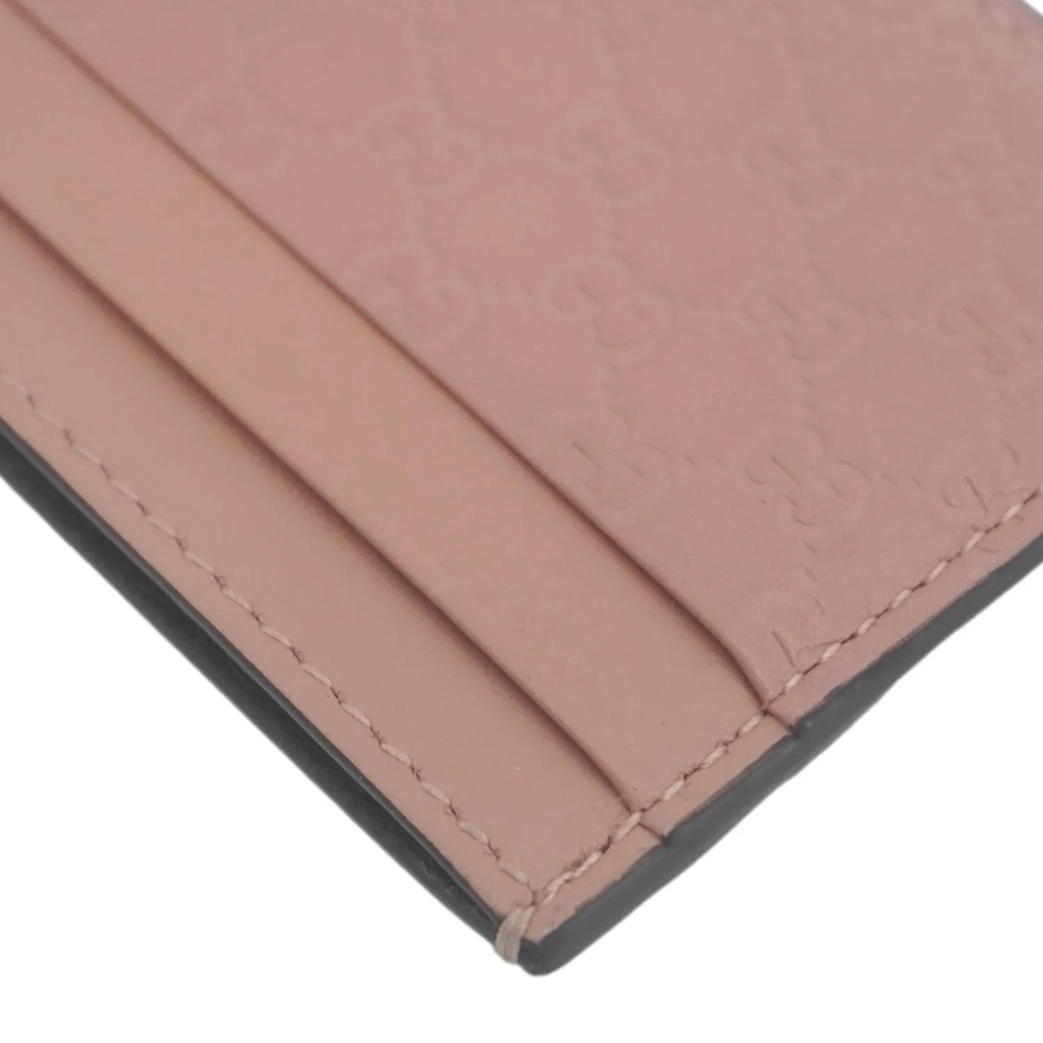 GUCCI Microguccissima Calfskin leather Card Holder Pink