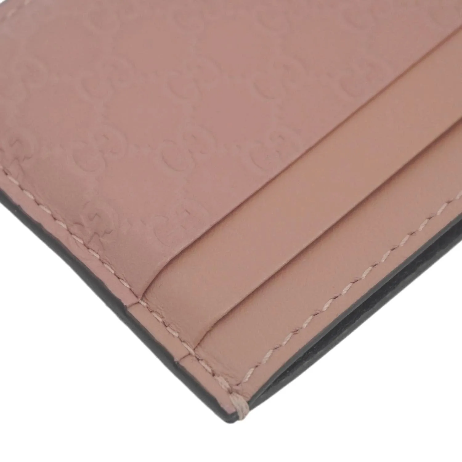 GUCCI Microguccissima Calfskin leather Card Holder Pink