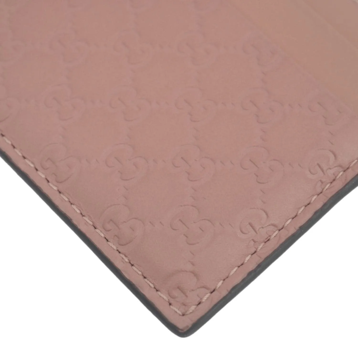 GUCCI Microguccissima Calfskin leather Card Holder Pink