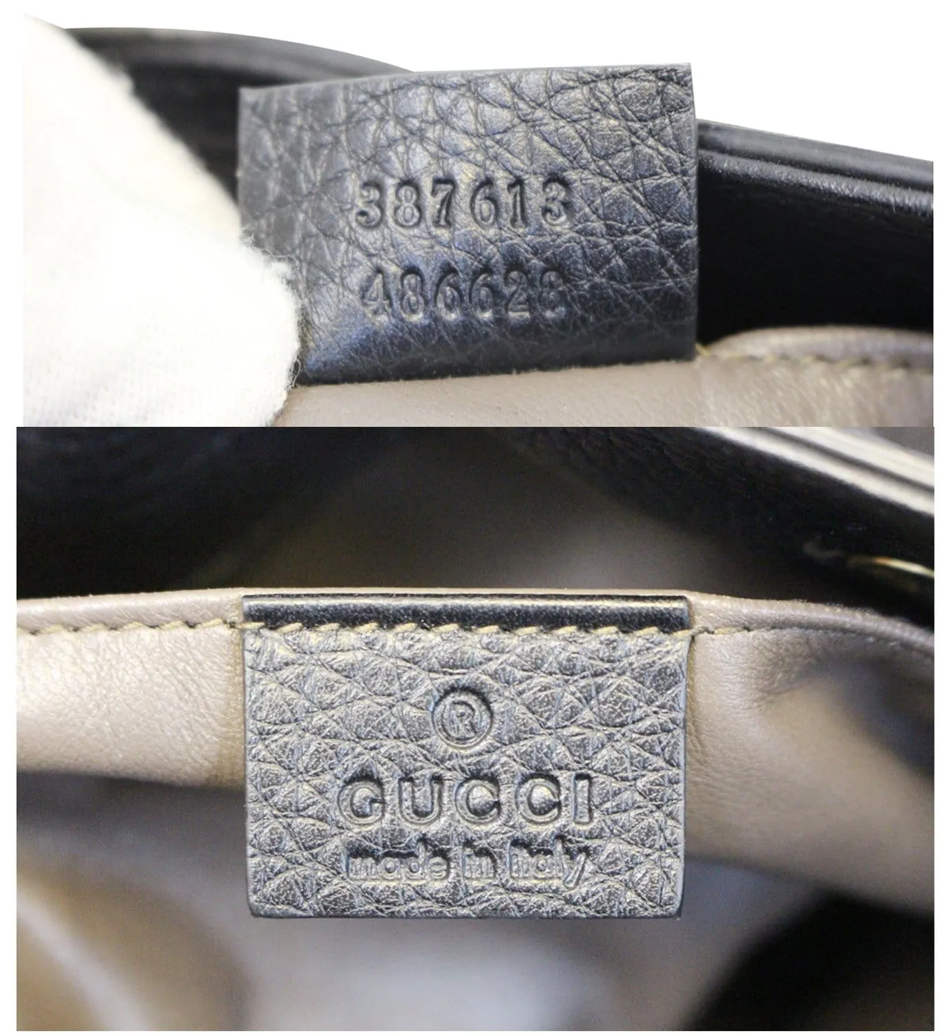 GUCCI Miss Bamboo Medium Leather Bucket Shoulder Handbag Black 387613