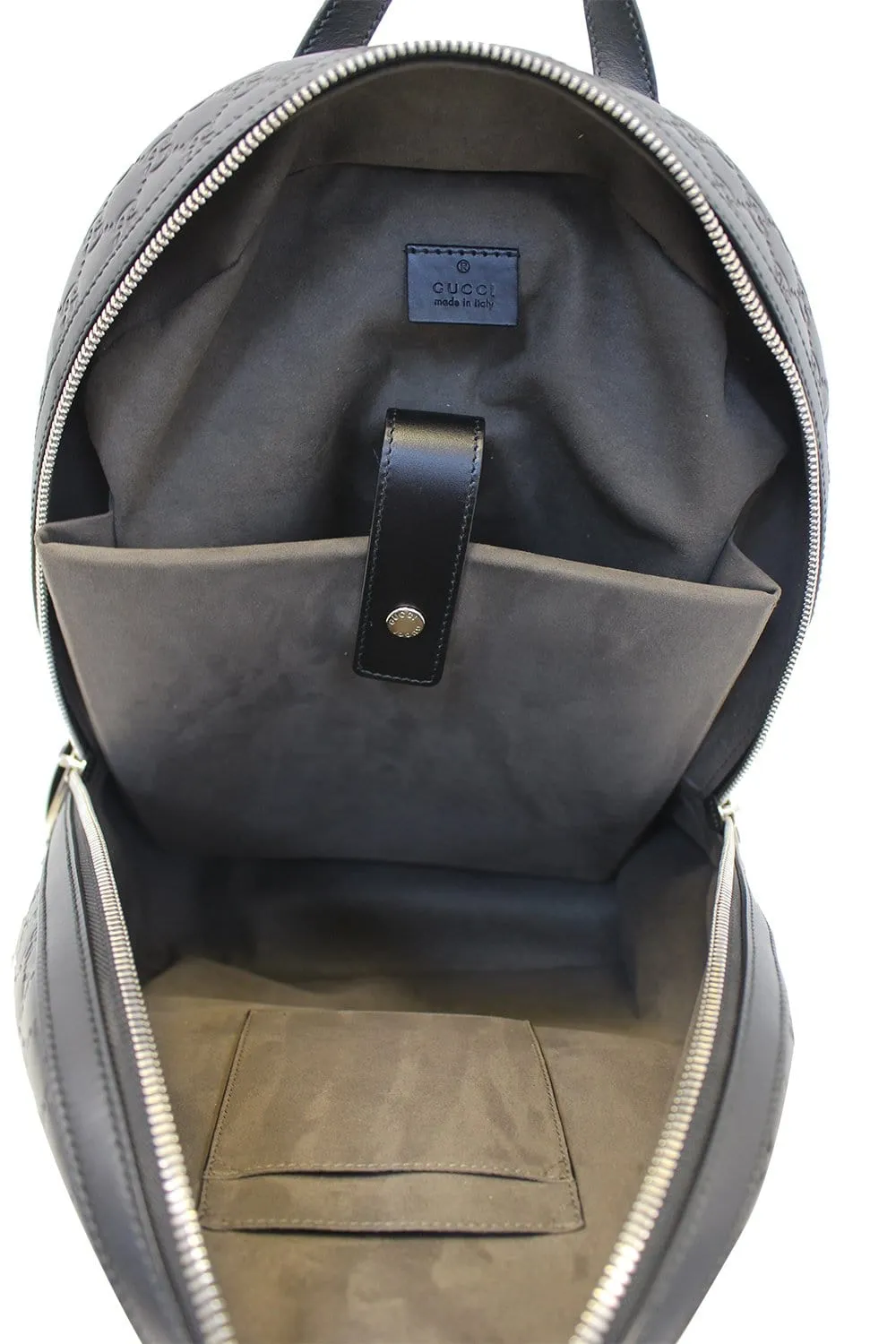 GUCCI Signature Leather Black Backpack Bag 406370