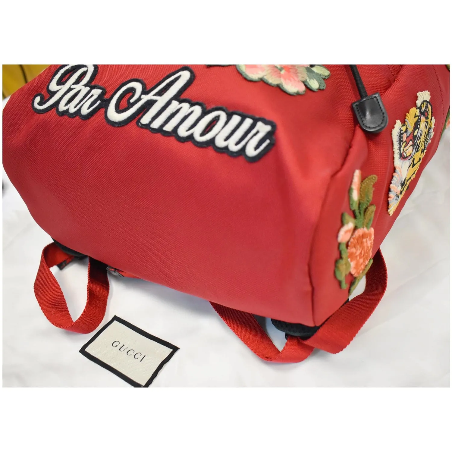 GUCCI Techno Embroidered Canvas Web Backpack Bag Red 45098