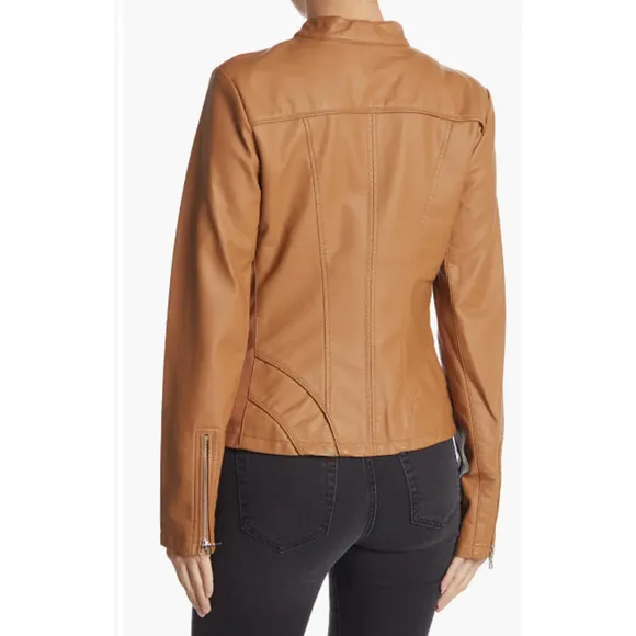 Guess Faux Leather Racer Jacket Size XS