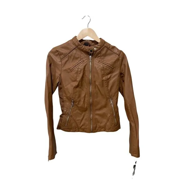 Guess Faux Leather Racer Jacket Size XS