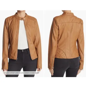 Guess Faux Leather Racer Jacket Size XS
