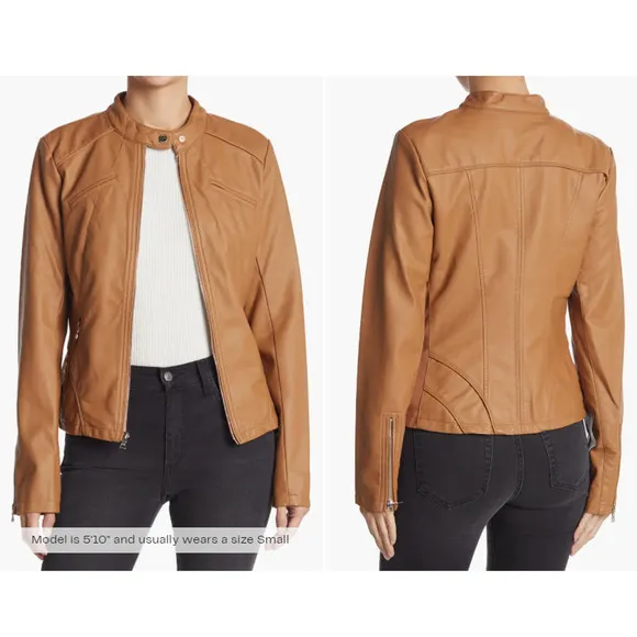 Guess Faux Leather Racer Jacket Size XS