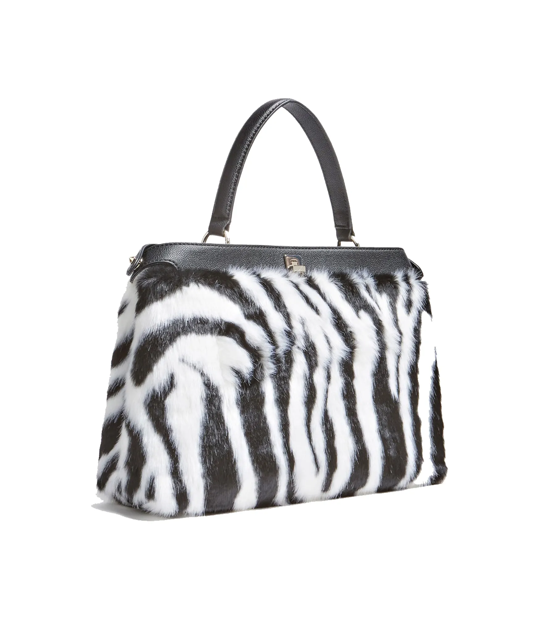 Gwen Large Turnlock Satchel - Zebra