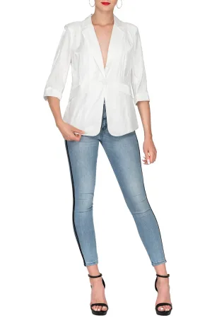 Half Sleeve One Button Casual Blazer