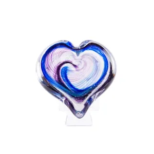 Hand Blown Glass Cremation Heart with Ashes | Night Sky