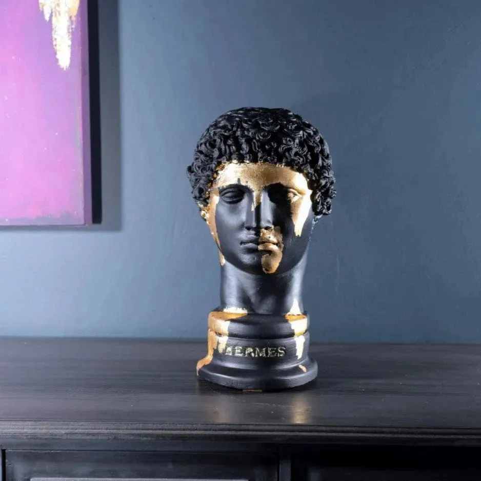 Hand Crafted Gold Gilded Hermes Bust Statue