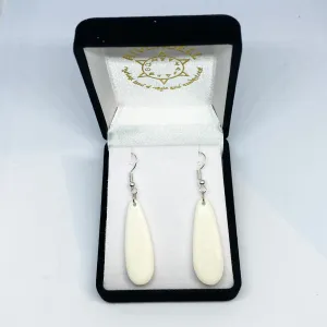 Handcarved Bone Earrings - Teardrop