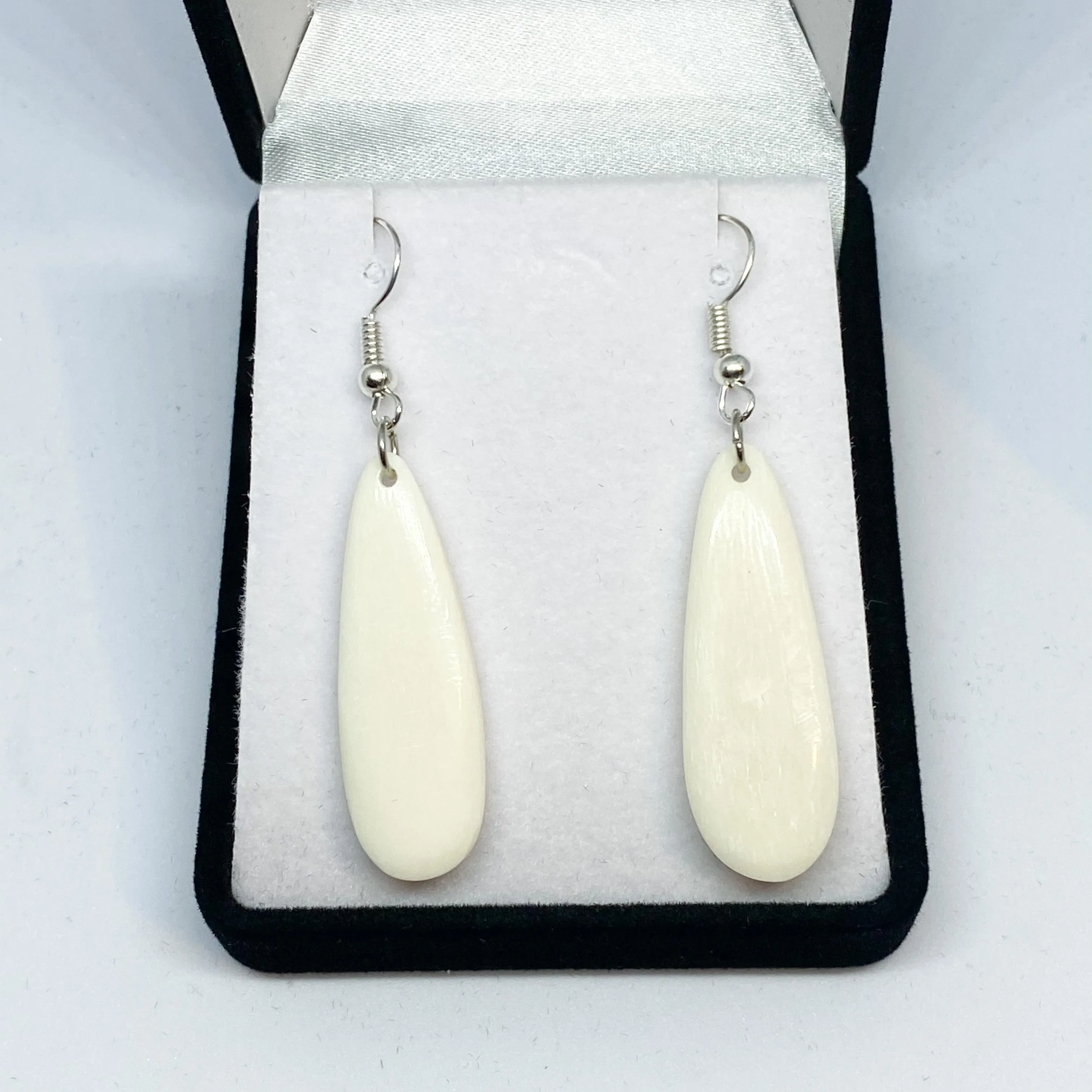 Handcarved Bone Earrings - Teardrop