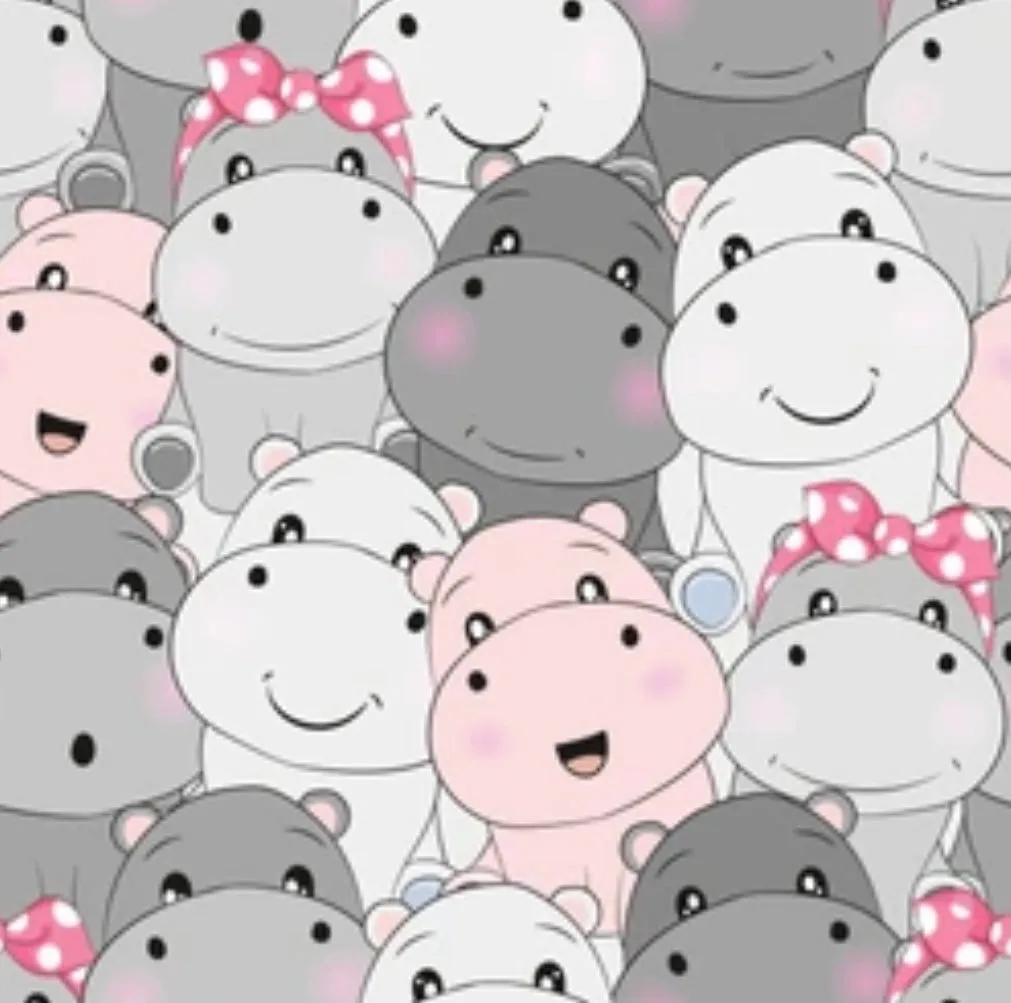 Happy Hippos - PAWJama with Fuchsia Trim & Neck