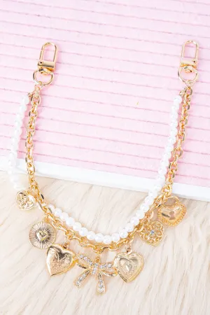 Hearts A Plenty Goldtone & Pearl Handbag Chain