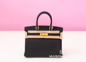 Hermes Black Noir Epsom GHW Birkin 30 Handbag