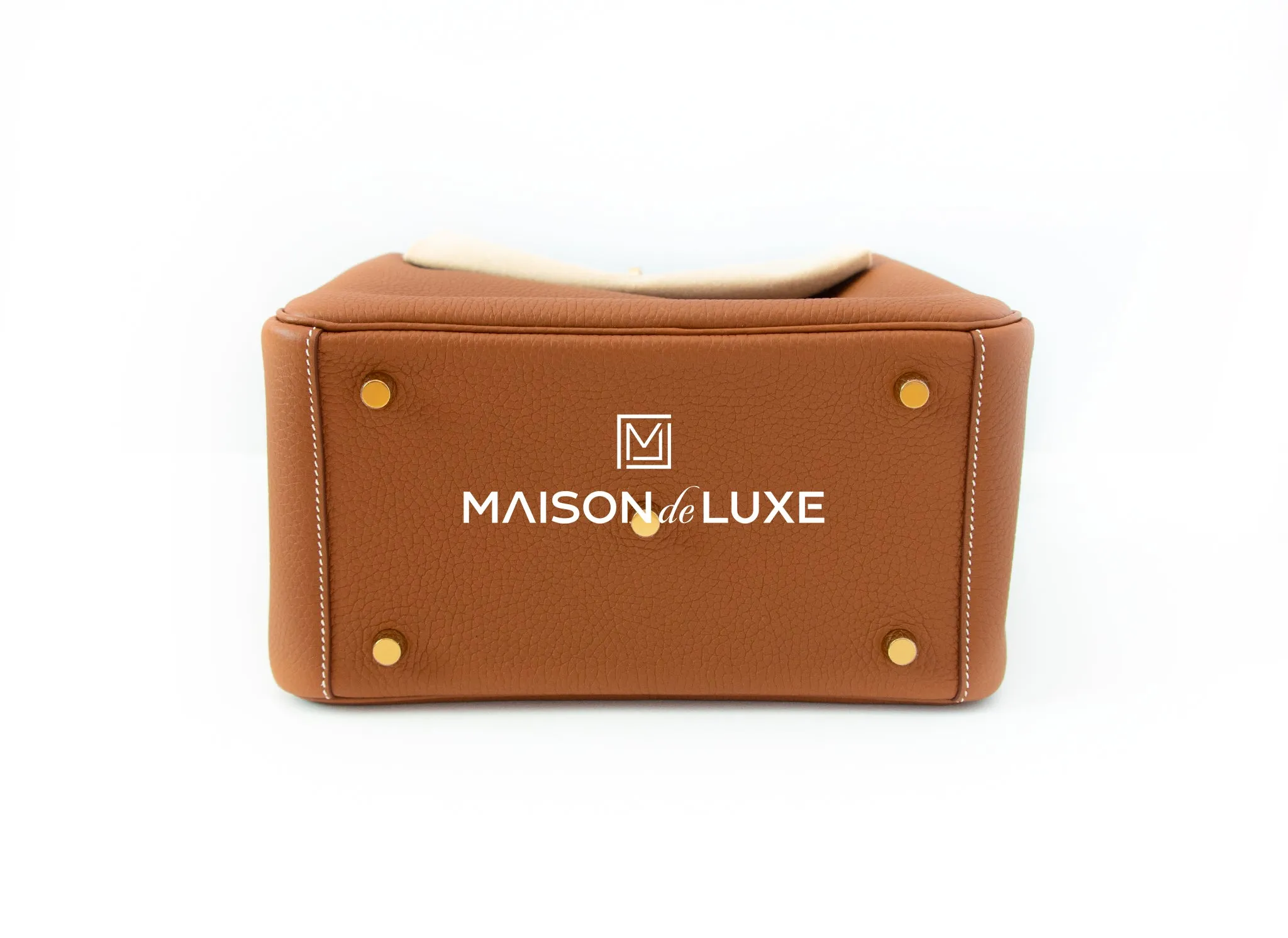 Hermes Gold Brown Clemence Lindy 26 Handbag