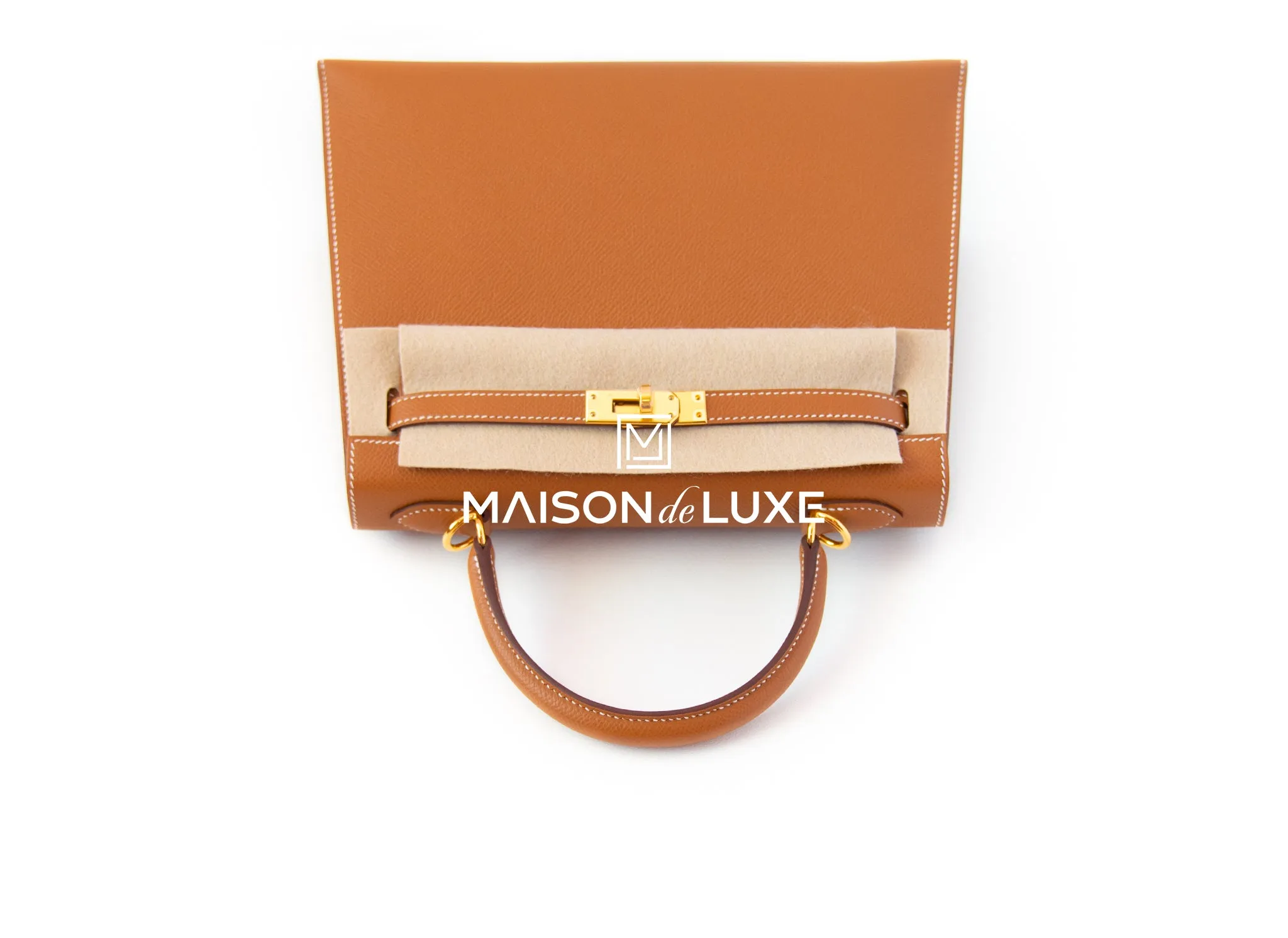 Hermes Kelly Sellier 25 Gold Brown Epsom Handbag