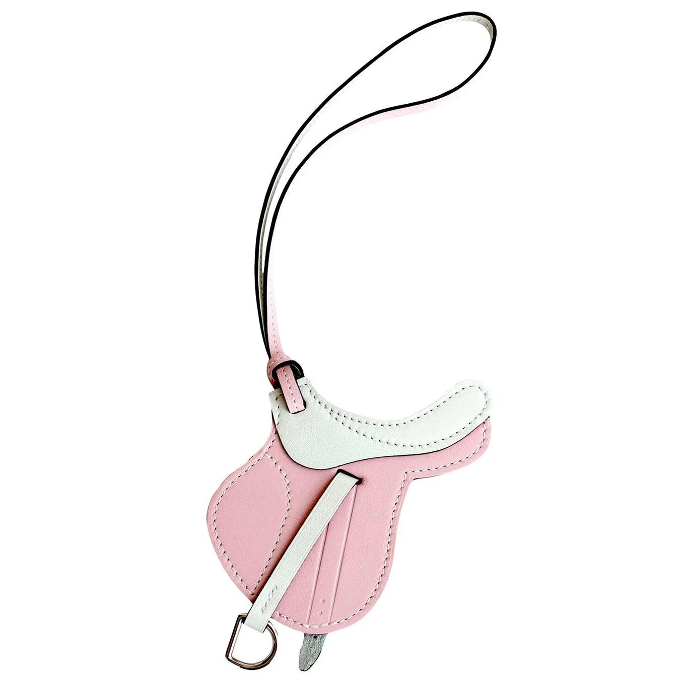 Hermes Rose Sakura White Pink Blanc Bi-Color Saddle Paddock Flot Bag Charm