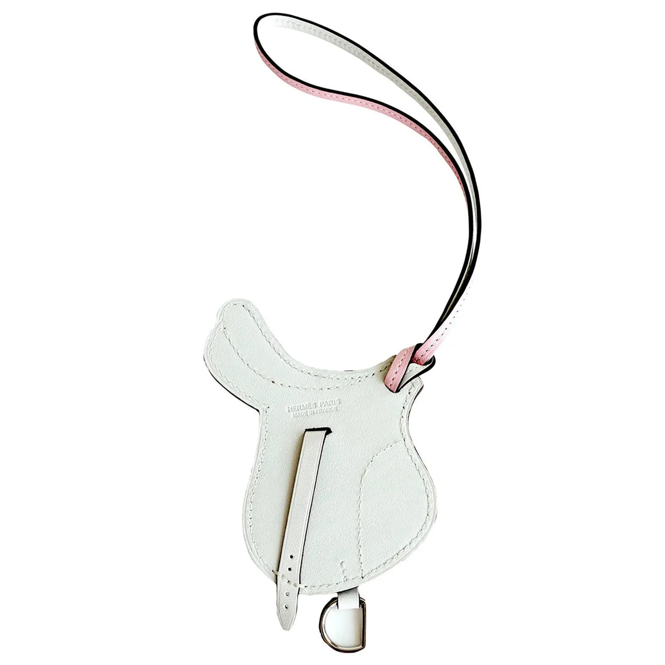 Hermes Rose Sakura White Pink Blanc Bi-Color Saddle Paddock Flot Bag Charm