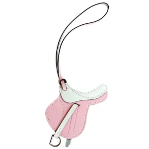 Hermes Rose Sakura White Pink Blanc Bi-Color Saddle Paddock Flot Bag Charm