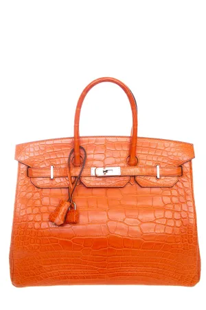 Hermès 2014 Orange Crocodile 35cm Birkin Handbag