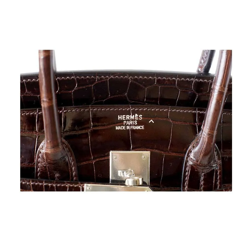 Hermès Birkin 35 Chocolate Crocodile Bag